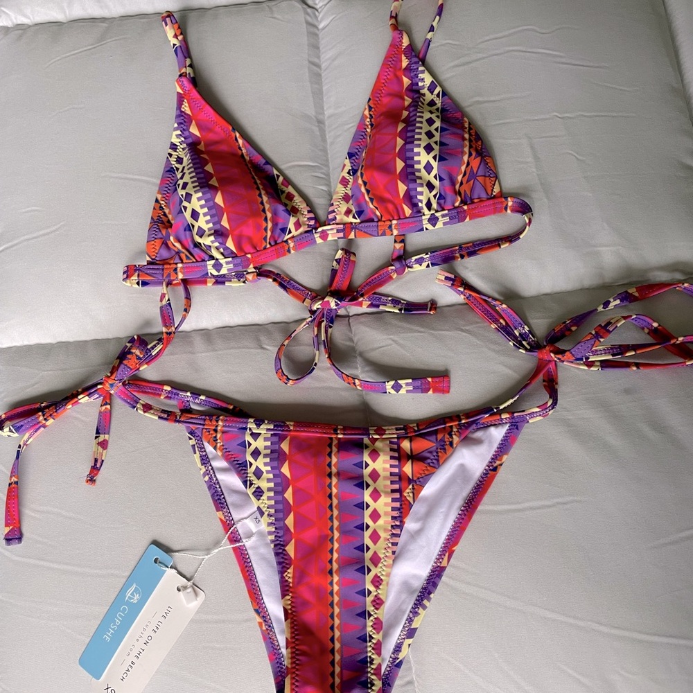 Pink tribe bikini pair